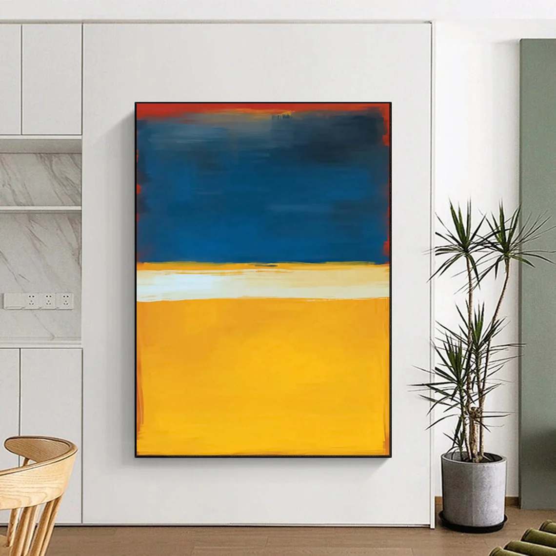 Blue Bold Abstract - large black and white wall art